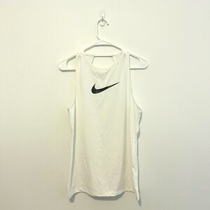 Nike Pro Essential Swoosh Tank White Black Activewear CJ3771-100 Wmns Sz S